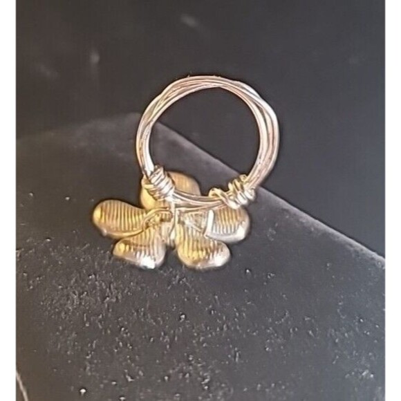 NEW Handmade Wire Wrapped Ring Silvertone Statement Beautiful Size 6.5 - Picture 4 of 6